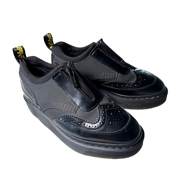 Dr Doc Martens Bootie Airwair Black Sz 8 Resnik Zip Brogue Oxford Platform Shoes - Picture 1 of 11